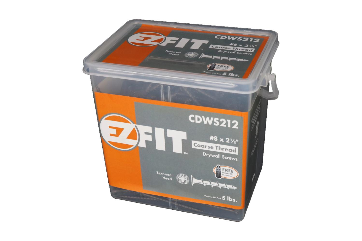 EZ FIT CDWS212-5LB #8X2-1/2 COARSE DRYWALL SCREW PHILLIP TEXTURED HEAD