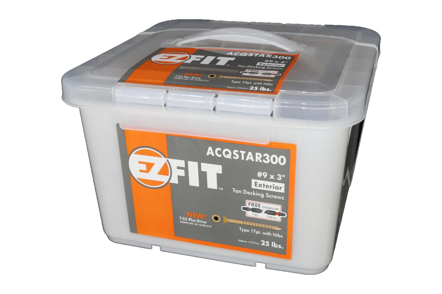 EZ FIT ACQSTAR300-25LB #9X3 TAN DECK SCREW T17 W/NIBS 12PT STAR DR