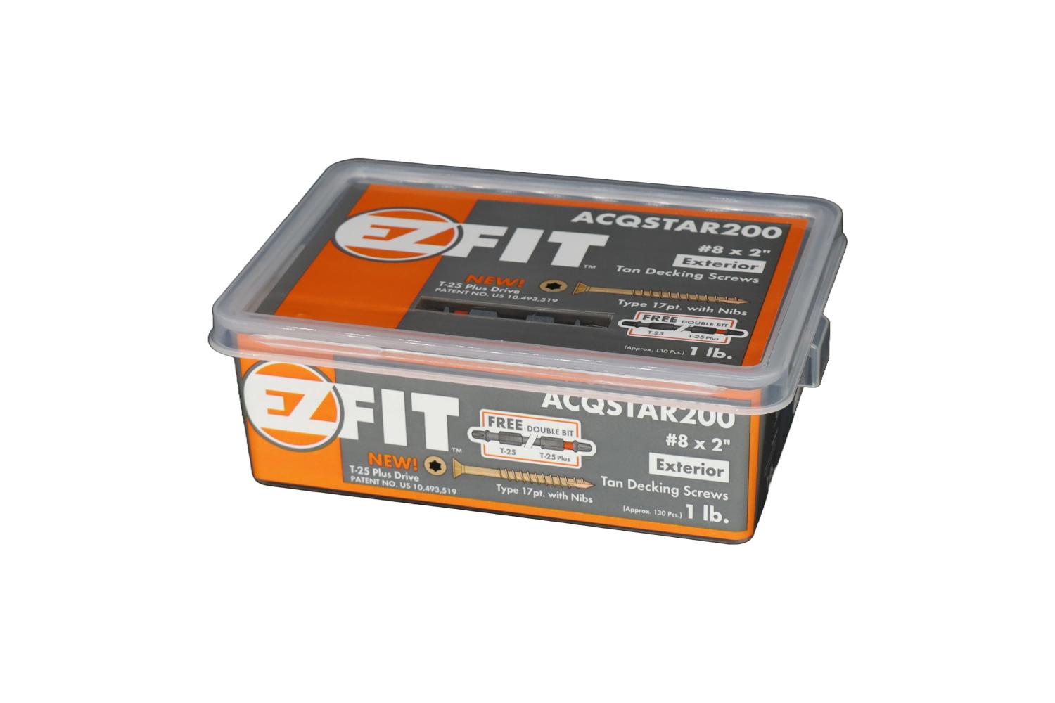 EZ FIT ACQSTAR200-1LB #8X2 TAN DECK SCREW T17 W/NIBS 12PT STAR DR