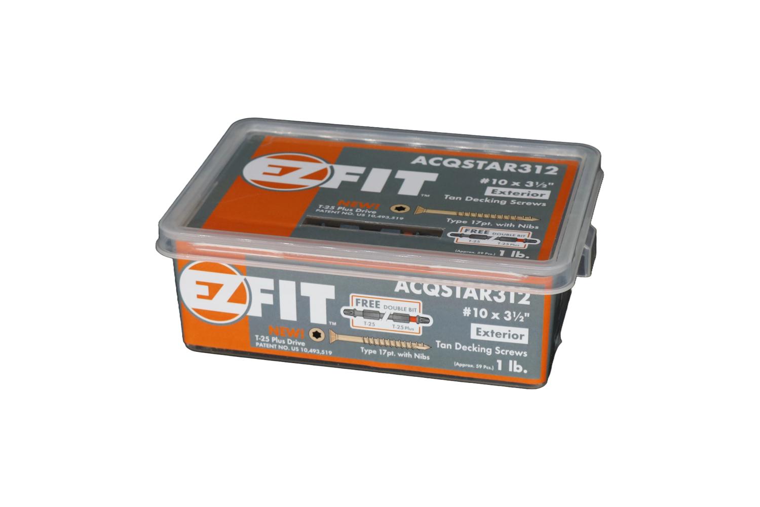 EZ FIT ACQSTAR312-1LB #10X3-1/2 TAN DECK SCREW T17 W/NIBS 12PT STAR DR