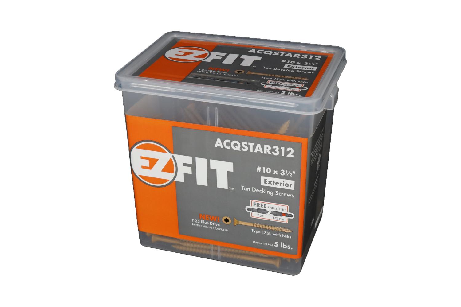 EZ FIT ACQSTAR312-5LB #10X3-1/2 TAN DECK SCREW T17 W/NIBS 12PT STAR DR