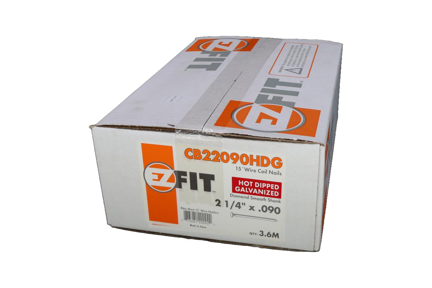EZ FIT CB22090HDG 2-1/4X090 3.6M 15DG WW COIL NAIL HDG DP