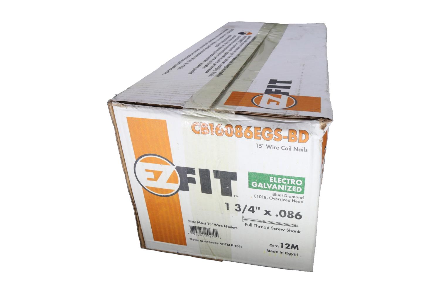 EZ FIT CB16086S 1-3/4x086 12M 15DG WW COIL NAIL SCREW BRT BDP