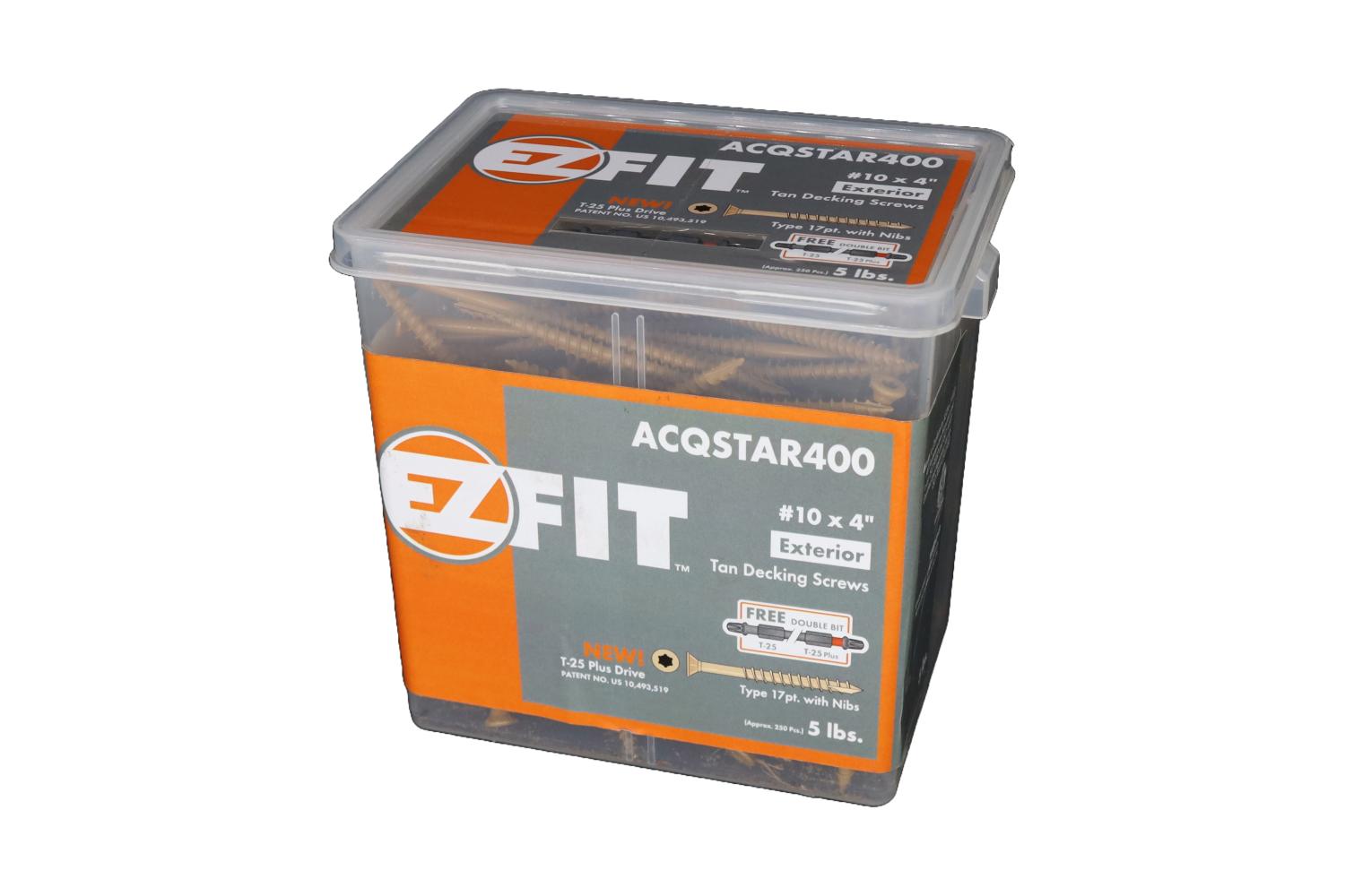 EZ FIT ACQSTAR400-5LB #10X4 TAN DECK SCREW T17 W/NIBS 12PT STAR DR