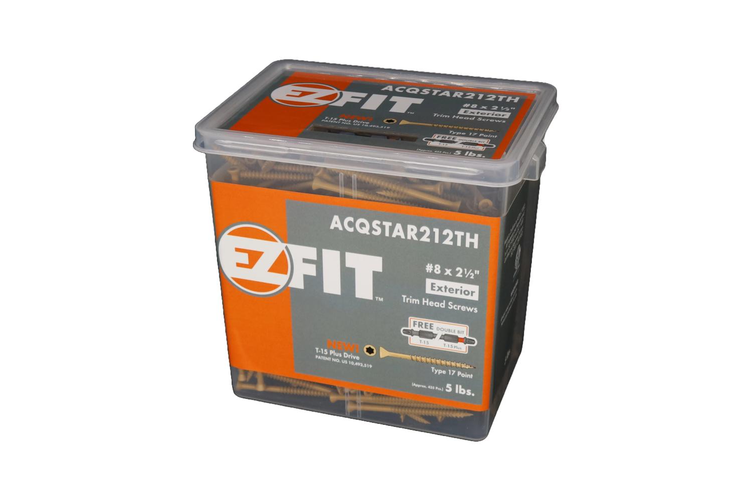 EZ FIT ACQSTAR212TH-5LB #8X2-1/2 TRIM HEAD SCREW TAN T17 12PT STAR