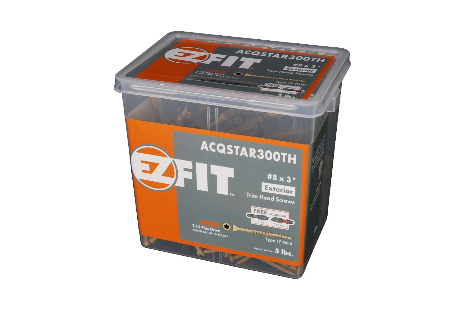 EZ FIT ACQSTAR300TH-5LB #8X3 TRIM HEAD SCREW TAN T17 12PT STAR