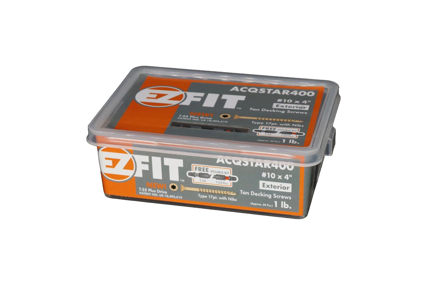 EZ FIT ACQSTAR400-1LB #10X4 TAN DECK SCREW T17 W/NIBS 12PT STAR DR