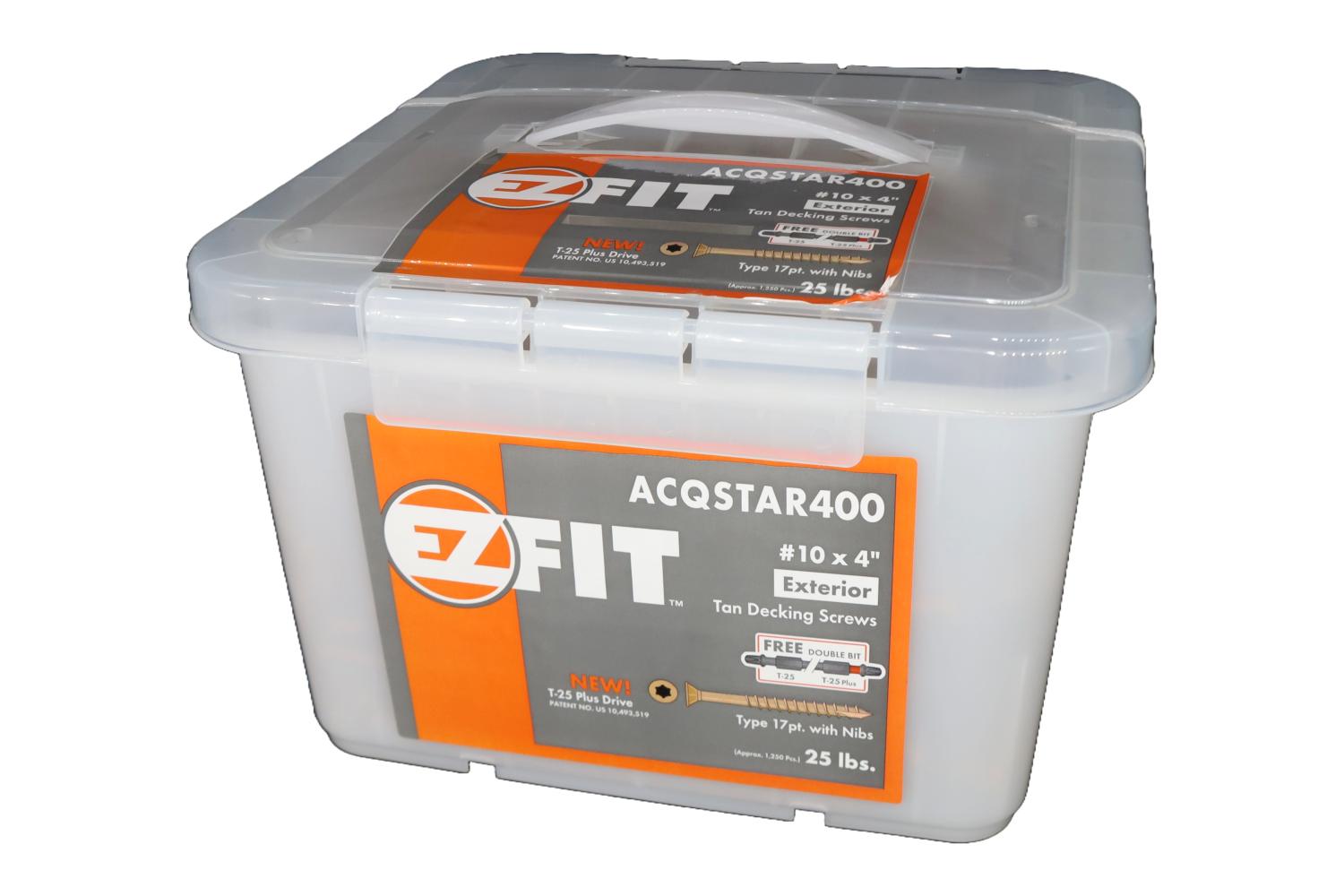 EZ FIT ACQSTAR400-25LB #10X4 TAN DECK SCREW T17 W/NIBS 12PT STAR DR