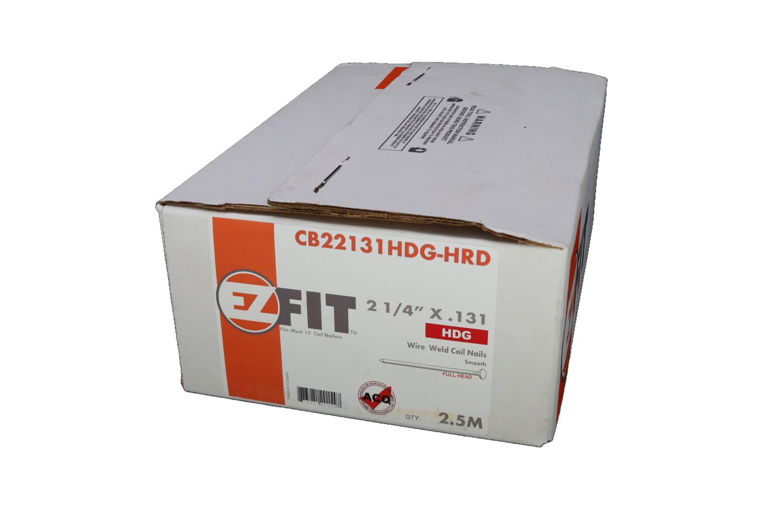 EZ FIT CB22131HDG-HRD 2-1/4x131 2.5M 15DG WW COIL NAIL HDG HARDWIRE