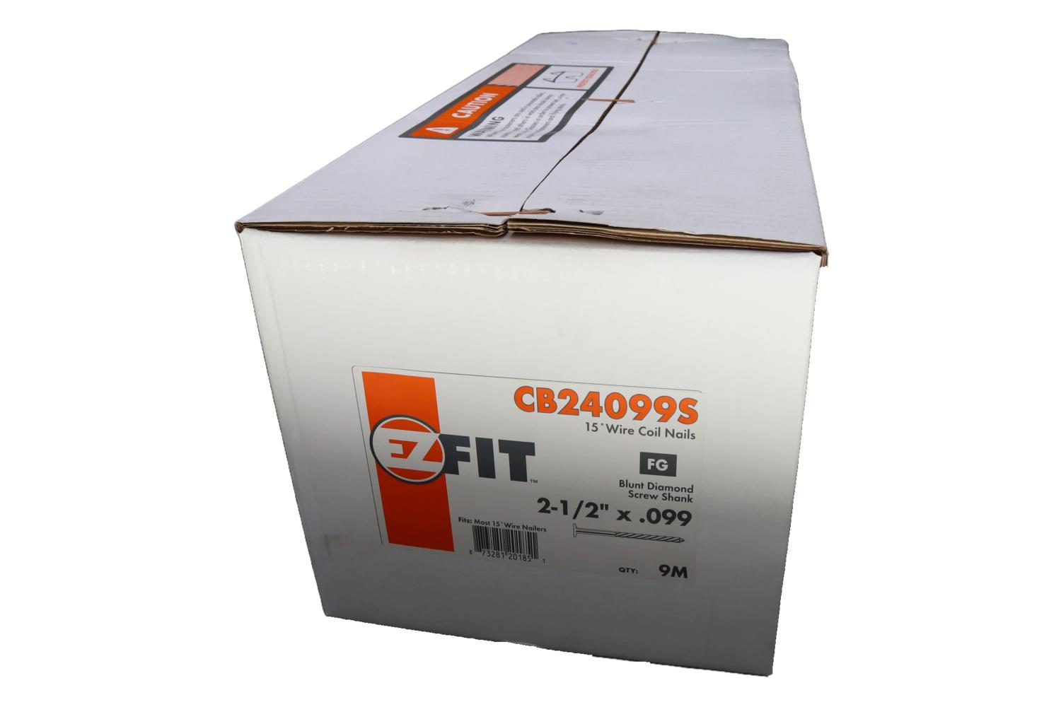 EZ FIT CB24099S 2-1/2X099 9M BDP 15DG WW COIL NAIL BRT SCR
