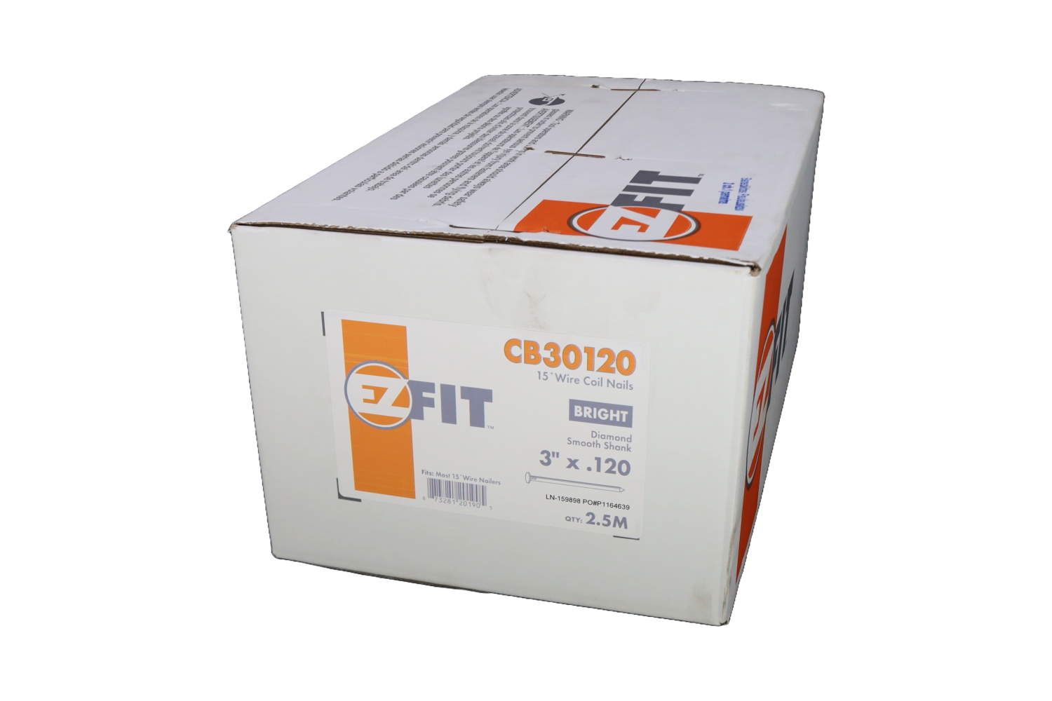 EZ FIT CB30120 3X120 2.5M 15DG WW COIL NAIL BRT SM DP