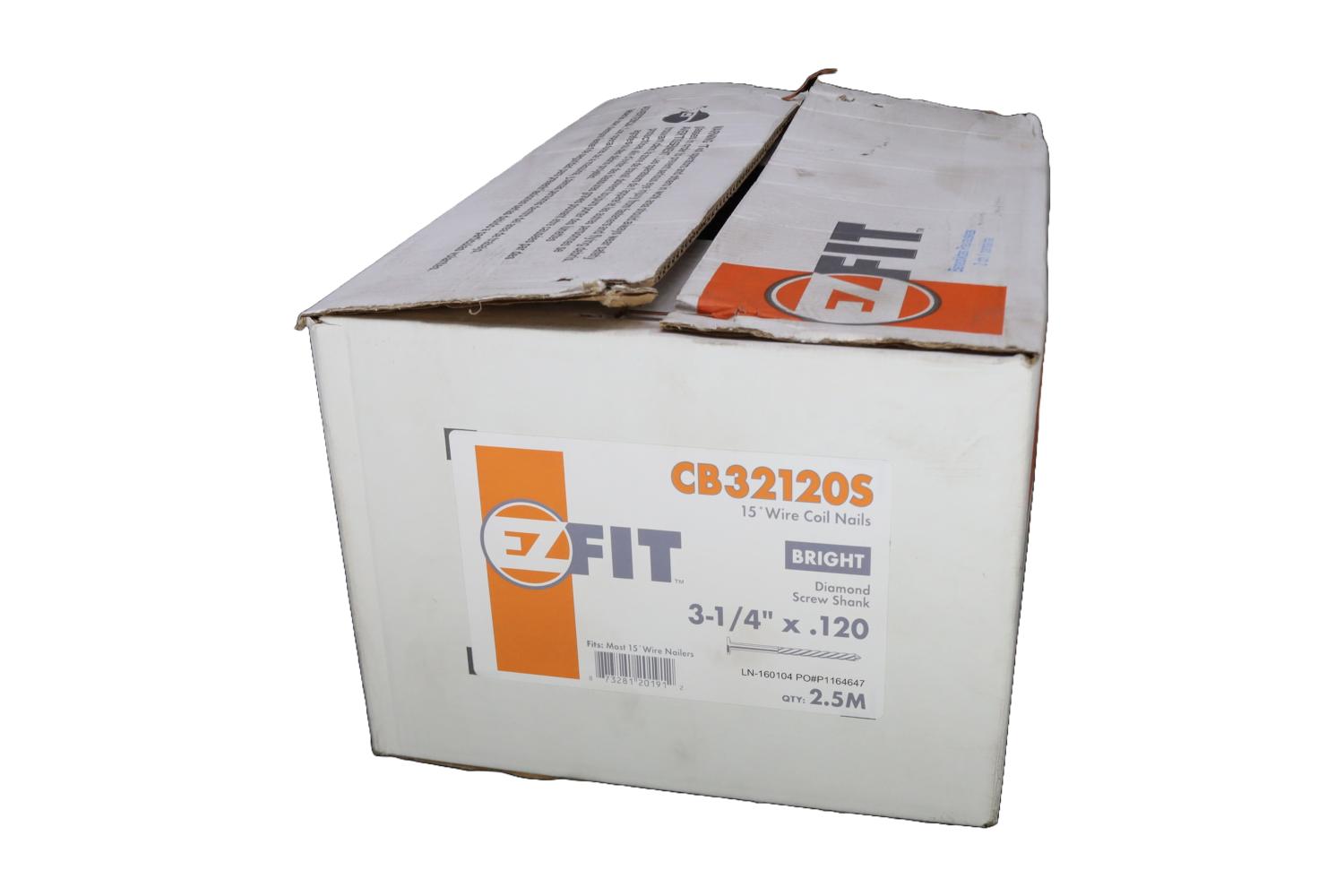 EZ FIT CB32120S 3-1/4X120 2.5M 15DG WW COIL NAIL BRT SCR DP