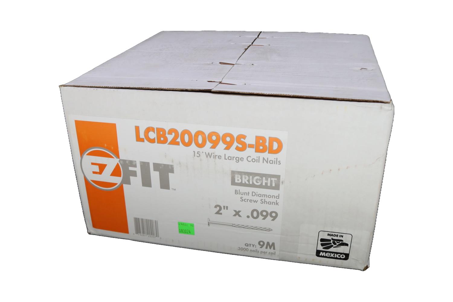 EZ FIT LCB20099S 2x099 9M BDP 15DG WW COIL NAIL BRT SCREW HI LOAD (3000 NAILS PER COIL)