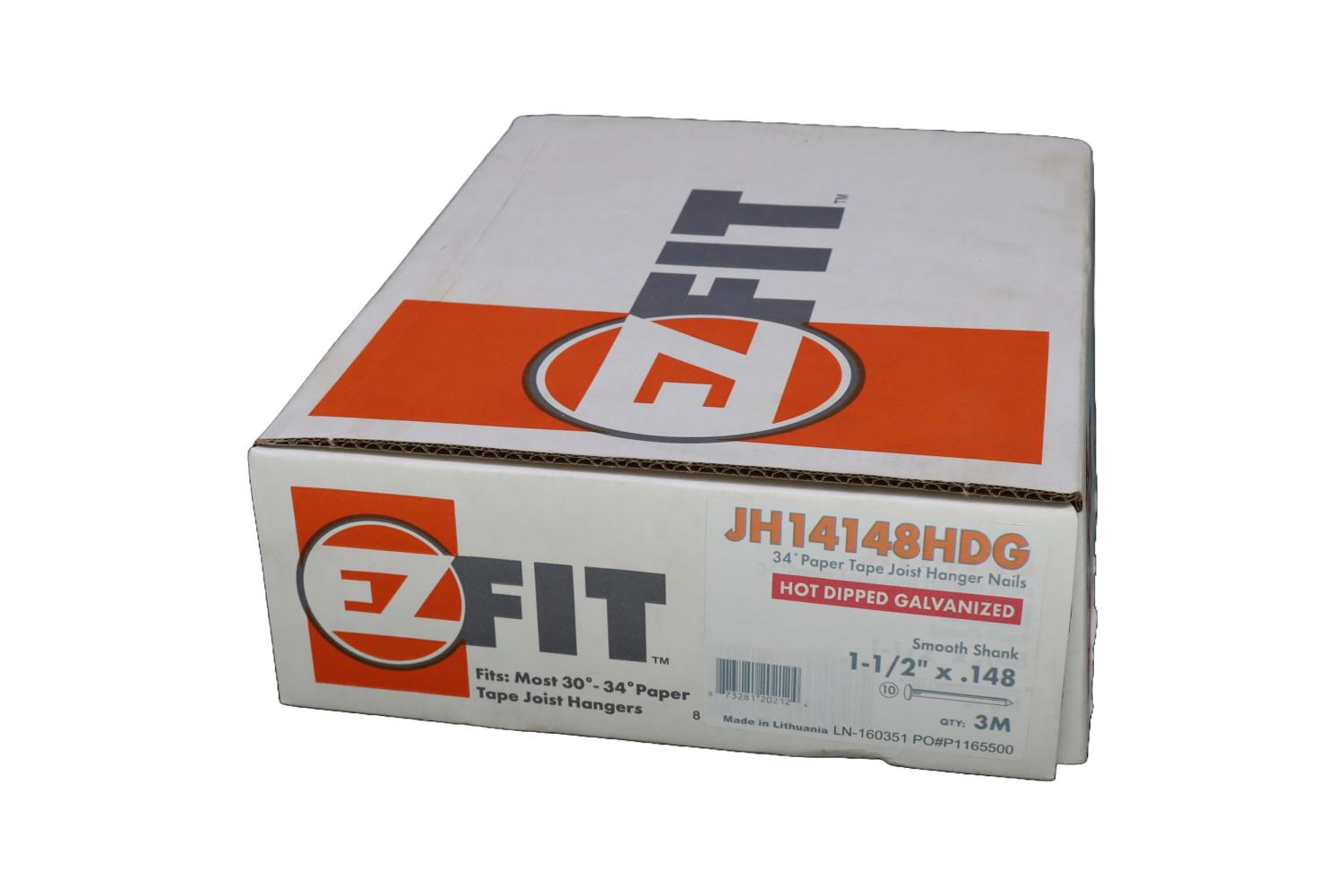 EZ FIT JH14148HDG-3M 1-1/2X148 33DG PAPER TAPE JOIST HANGER NAIL HDG SM #10 HEAD STAMPED