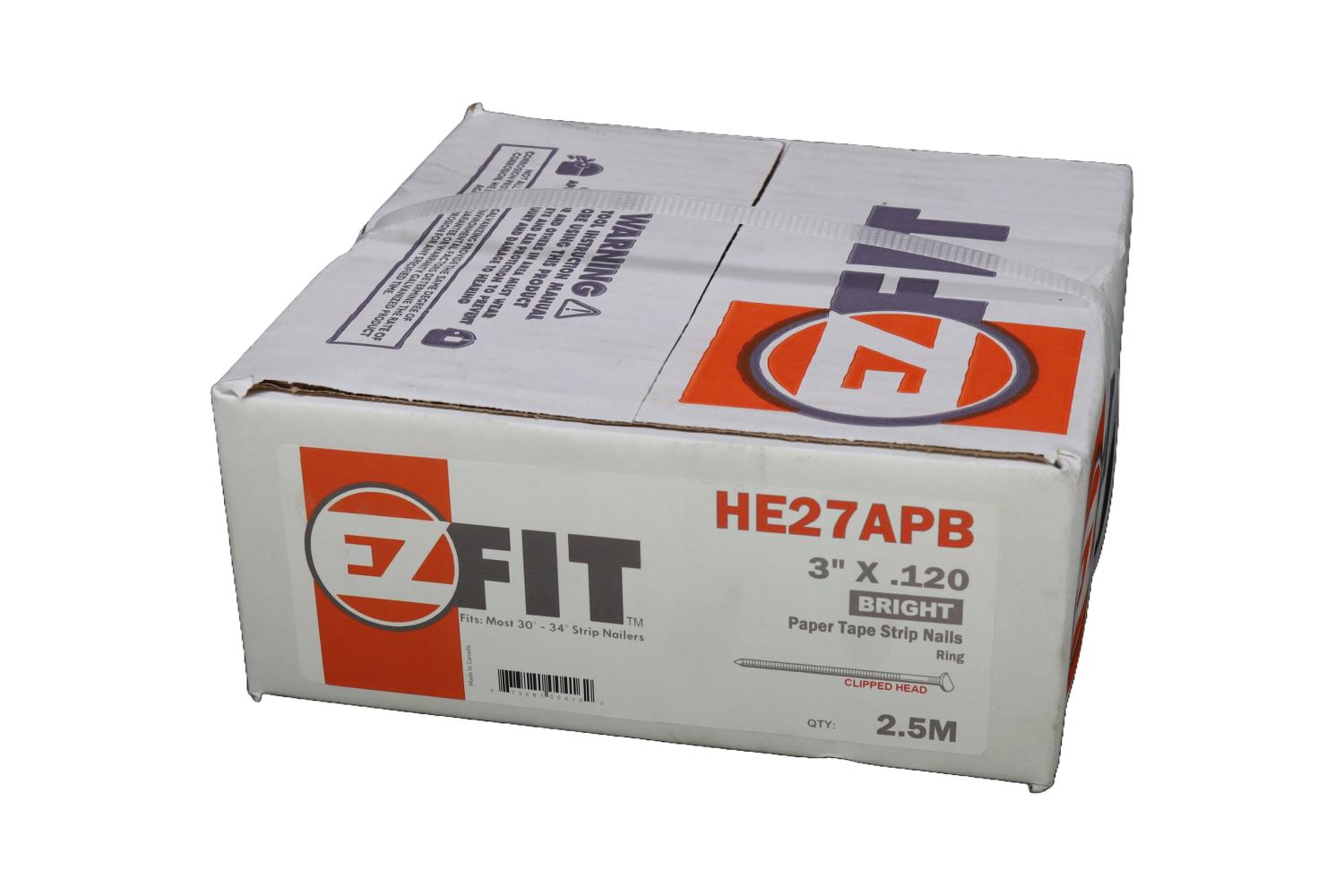 EZ FIT HE27APB PT30120R-CH 3x120 2.5M 34DG PAPER TAPE BRT RING CLIPPED HEAD 58798