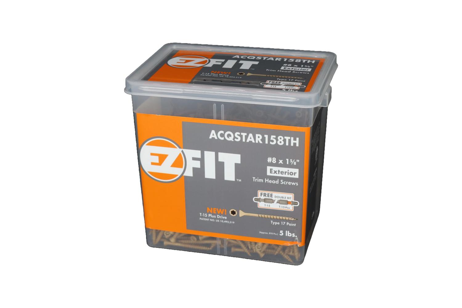 EZ FIT ACQSTAR158TH-5LB #8X1-5/8 TRIM HEAD SCREW TAN T17 12PT STAR