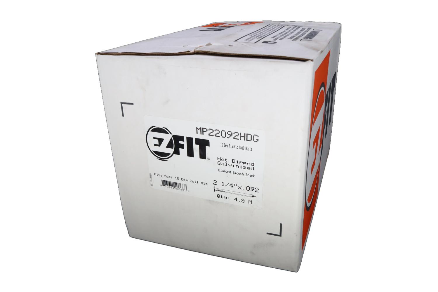 EZ FIT N09-135*FS MP22092HDG 15DG PLASTIC COIL 2-1/4x092 SMOOTH HDG NAIL 4.8M