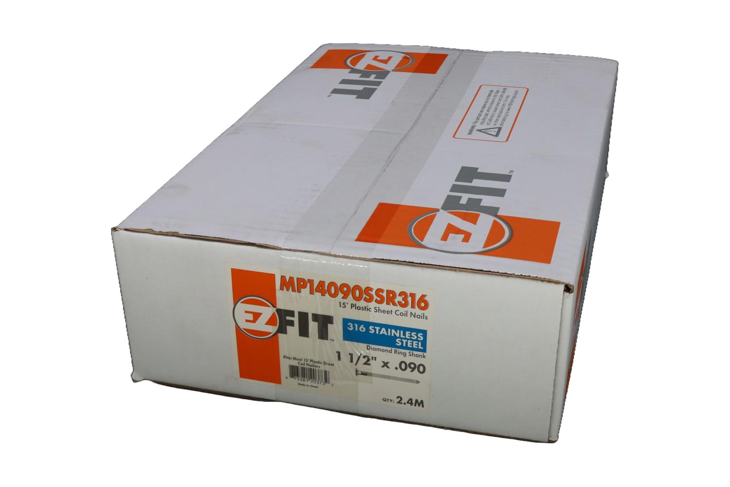 EZ FIT MP14090SSR316 15DG PLASTIC COIL 1-1/2"X.090 RING STAINLESS 316 2.4M