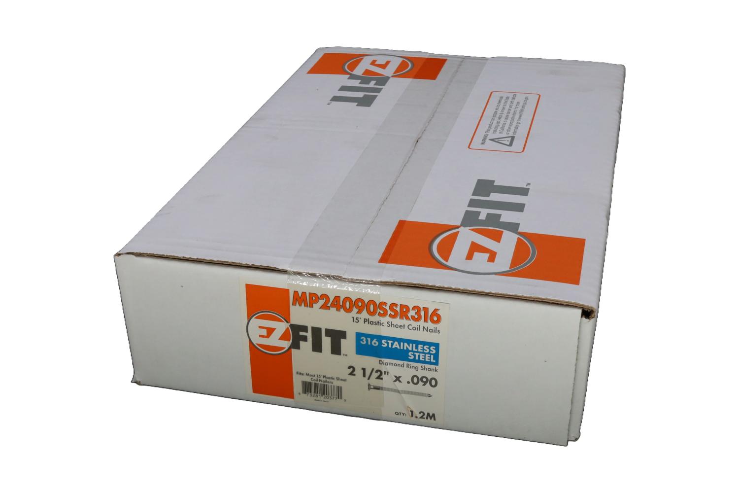 EZ FIT MP24090SSR316 15DG PLASTIC COIL 2-1/2"X.090 RING STAINLESS 316 1.2M