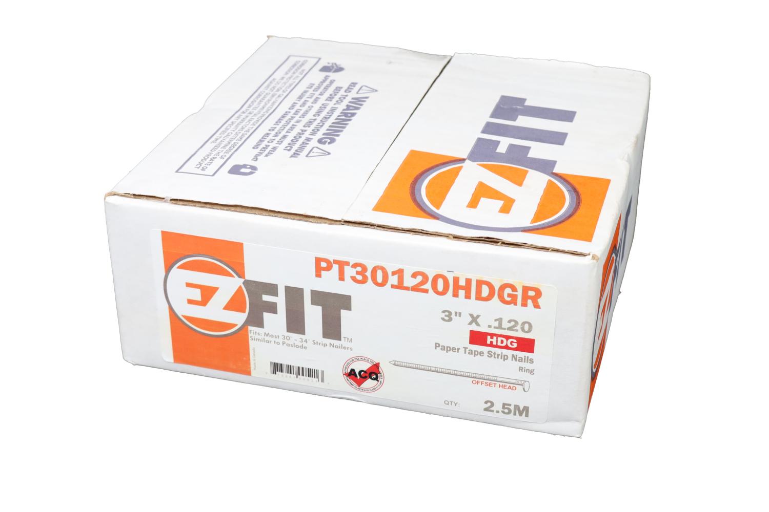 EZ FIT 650385 PT30120HDGR 3x120 2.5M 33DG PAPER TAPE NAIL HDG RING