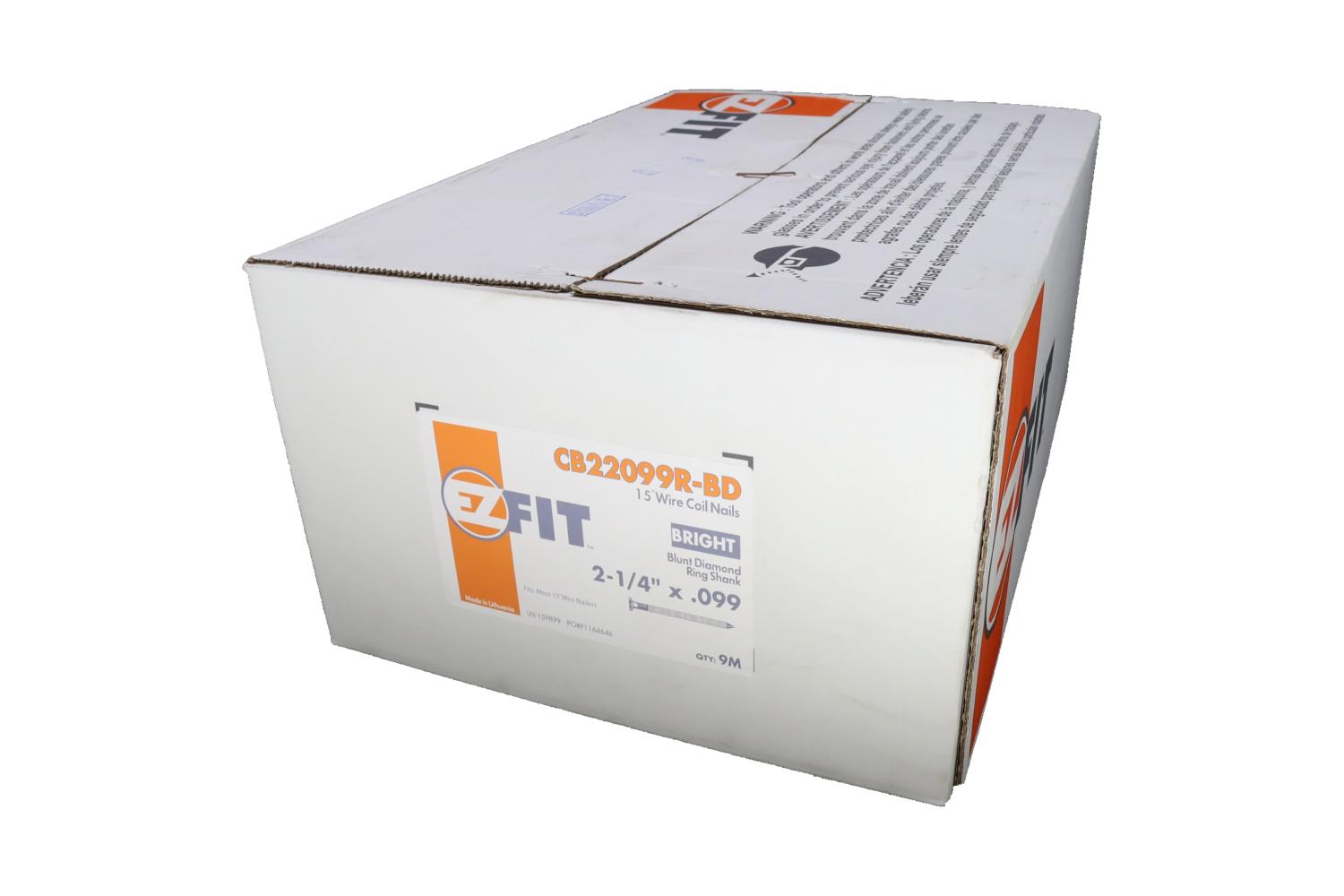 EZ FIT CB22099R 2-1/4"x099 BDP 15DG WIRE COIL BRT RING NAIL 9M