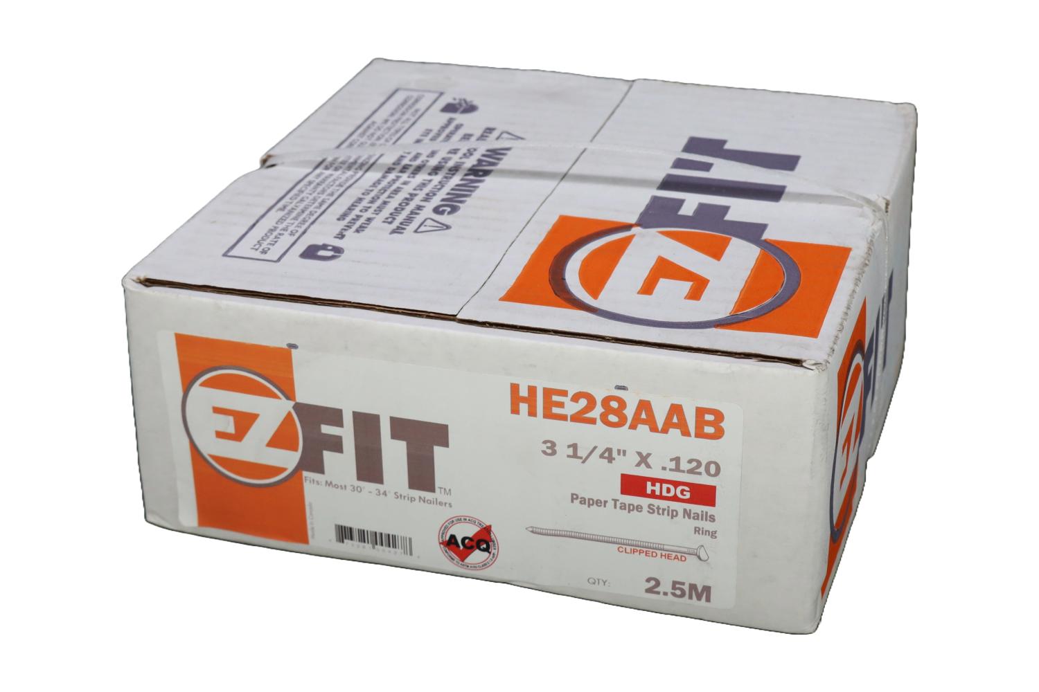 EZ FIT HE28AAB PT32120HDGR-CH 3-1/4x120 2.5M 34DG PAPER TAPE NAIL HDG RING CLIPPED HEAD