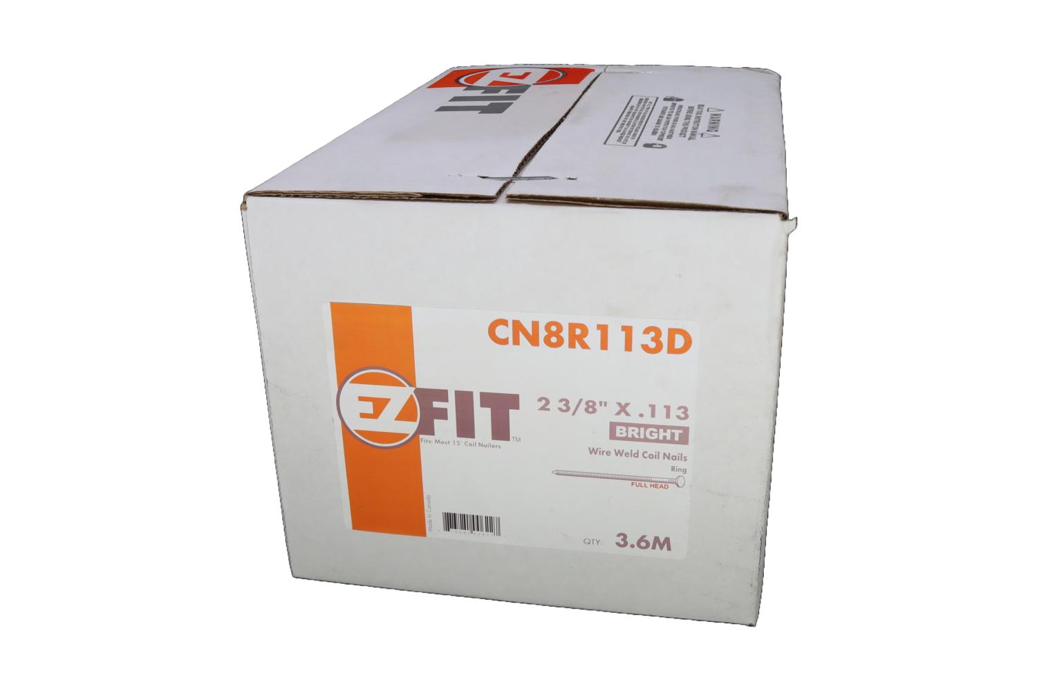 EZ FIT CN8R113D CB23113R 2-3/8x113 3.6M 15DG WW COIL NAIL BRT RING