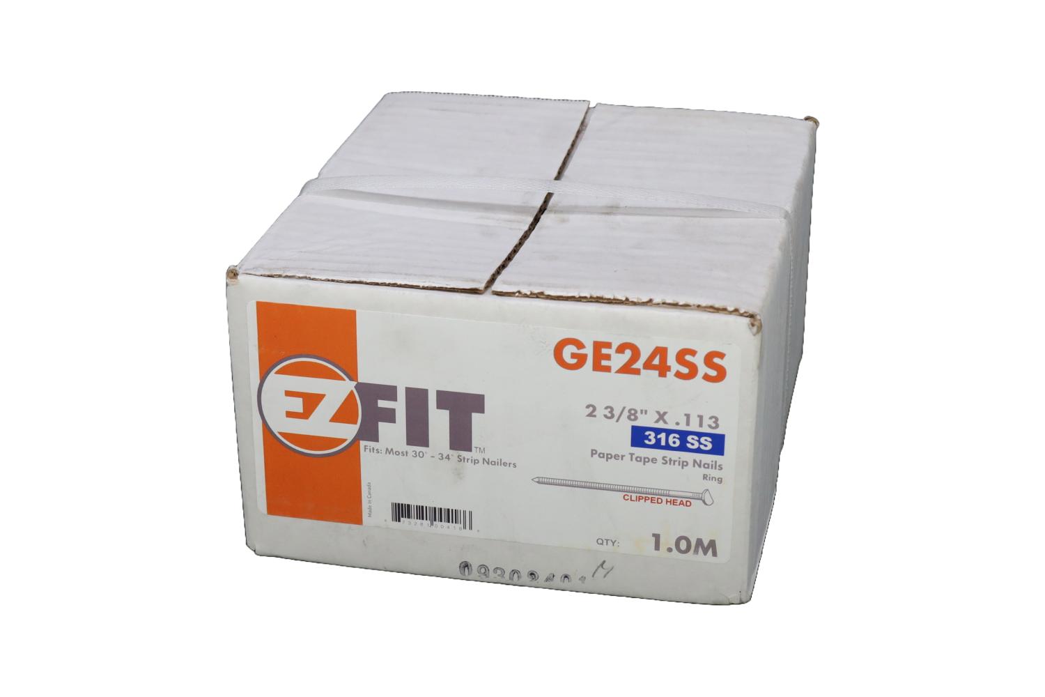 EZ FIT GE24SS PT23113SSR-CH 2-3/8x113 1M 34D PAPER TAPE NAIL 316 STAINLESS STEEL RING CLIPPED