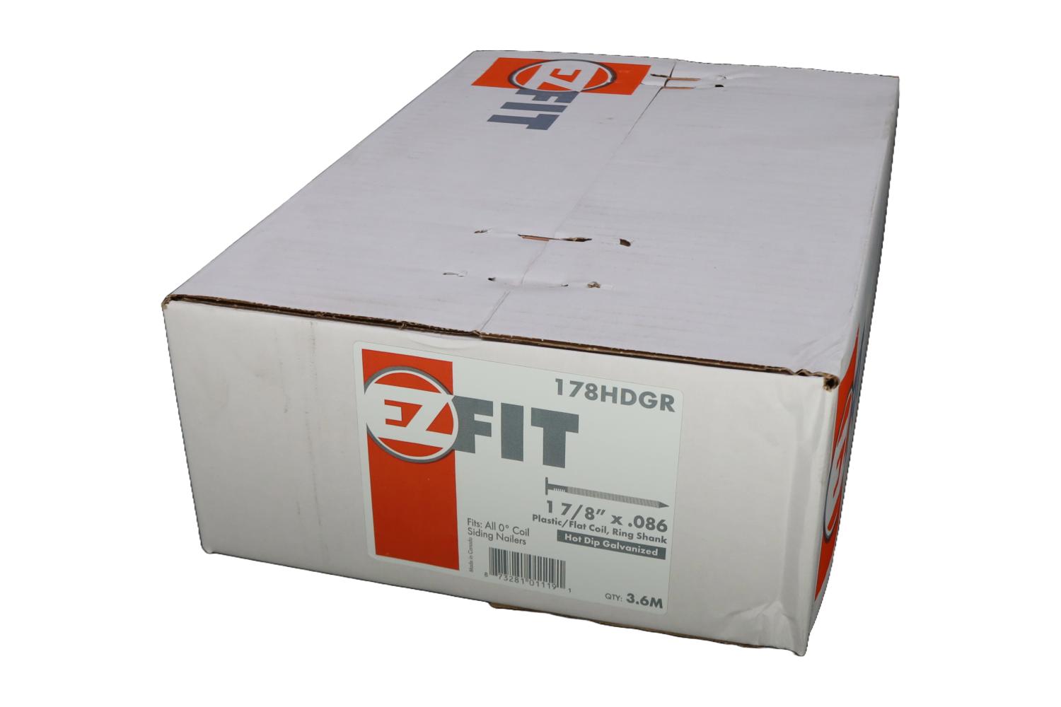 EZ FIT N01-678*FS 178HDGR 1-7/8x086 0DG PLASTIC COIL RING HDG 3.6M