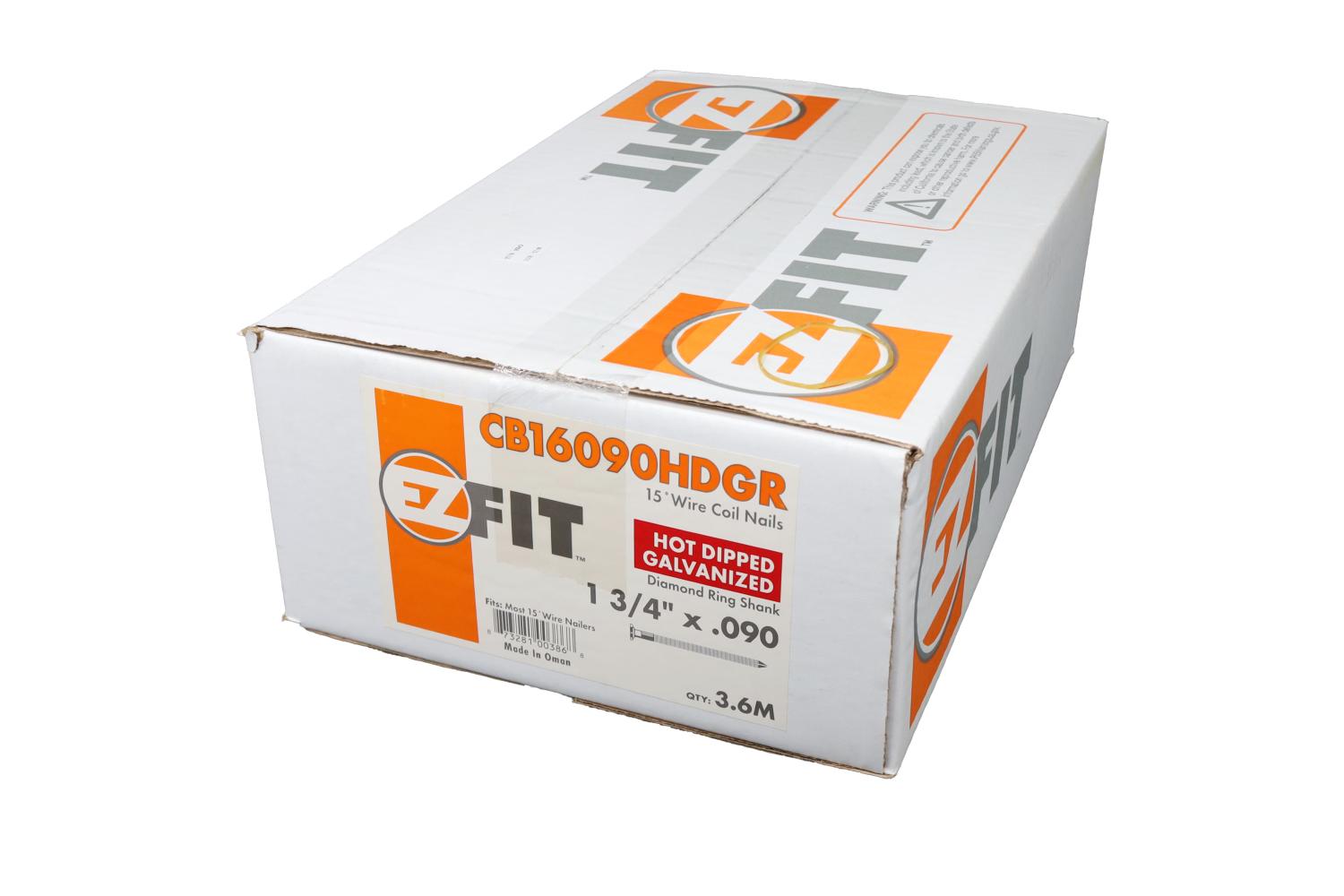 EZ FIT CB16090HDGR 1-3/4X090 3.6M 15DG WW COIL NAIL HDG RING