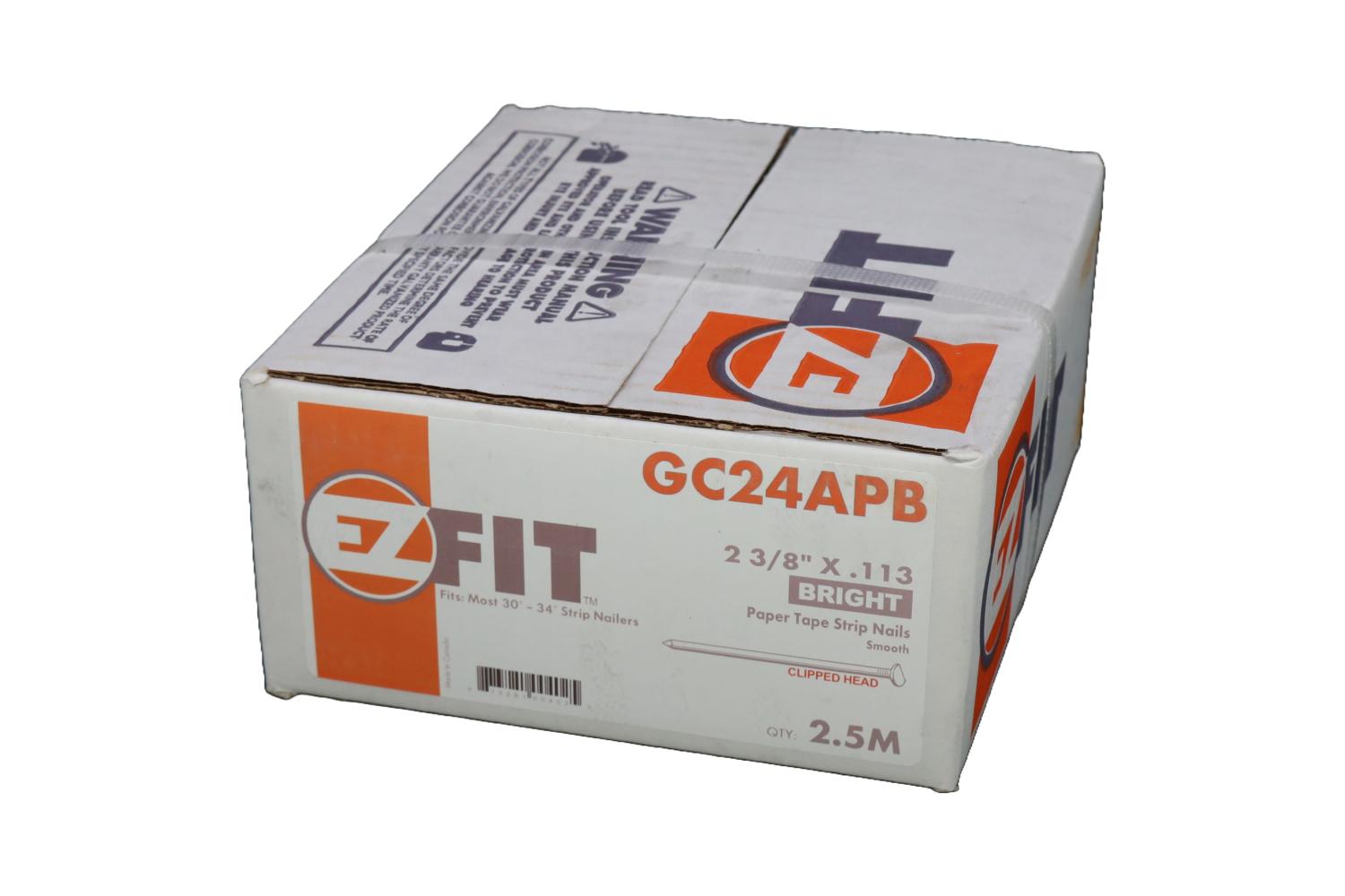 EZ FIT GC24APB PT23113-CH 2-3/8x113 2.5M 34DG PAPER TAPE BRT SM CLIPPED HEAD 56790