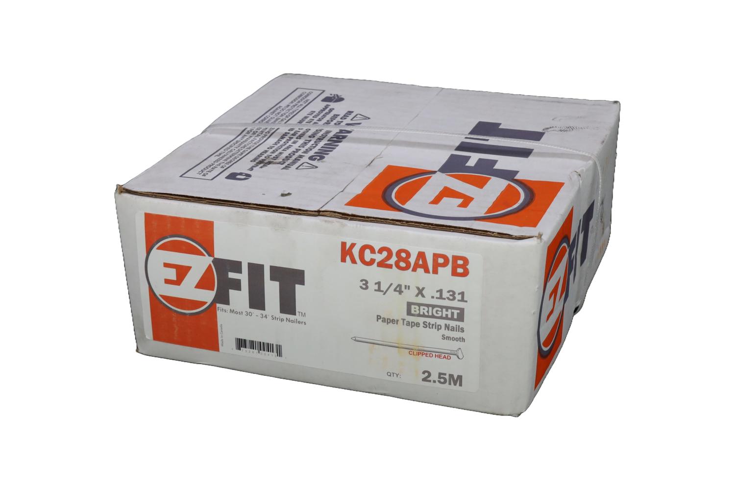 EZ FIT KC28APB PT32131-CH 3-1/4X131 2.5M 34DG PAPER TAPE NAIL BRT SM CLIPPED HEAD 56847