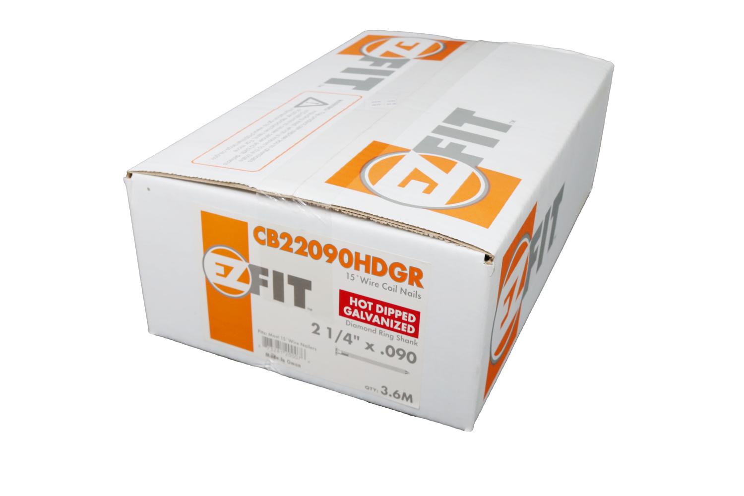 EZ FIT CB22090HDGR 2-1/4X090 3.6M 15DG WW COIL NAIL HDG RING DP