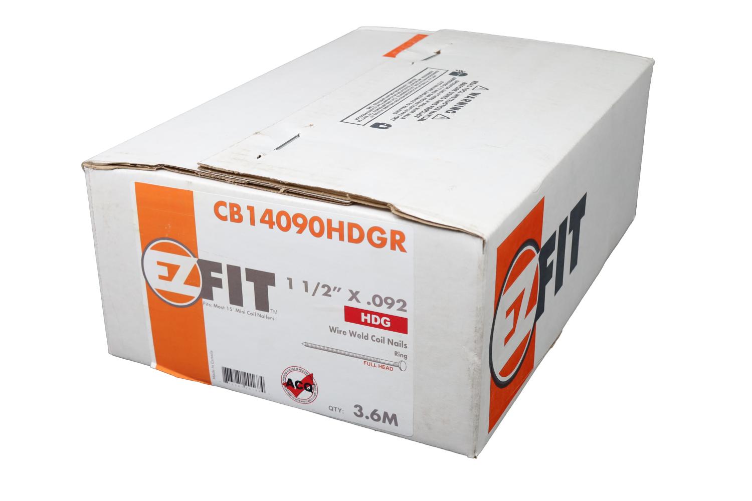 EZ FIT CB14090HDGR 1-1/2X090 3.6M 15DG WW COIL NAIL HDG RING