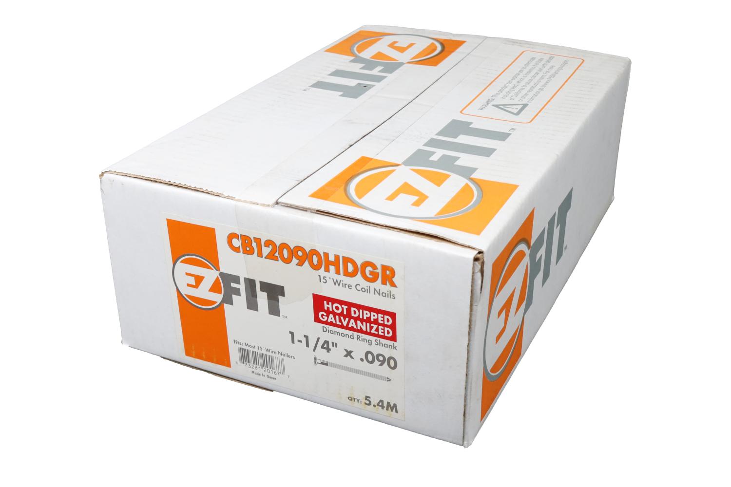 EZ FIT CB12090HDGR 1-1/4X090 5.4M 15DG WW COIL NAIL HDG RING