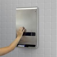 Hospeco - Sanitary Napkin Dispenser - stainless steel wall mount unit - hygienic feminine hygiene access - durable vandal resistant housing