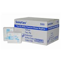 Sunnycare - Dinner Napkins - soft absorbent two ply paper - large 15 x 17 inch size - white napkins for foodservice - bulk pack format