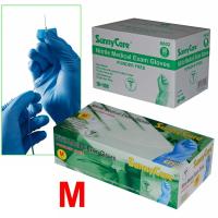 SunnyCare Blue Nitrile Exam Gloves. Powder Free, Medium, 4 mil, 100/box
