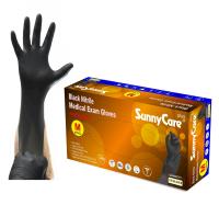 Sunnycare Nitrile Exam Glove - Medium - Black - Powder-Free - Chemical Resistant - Textured Grip - 5 Mil - 100/bx