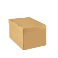 Kraft - Shipping Box - attached lid design - corrugated construction strength - protects stored contents - suitable for storage and shipping