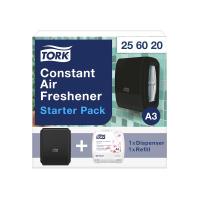 Tork Constant A3 Air Freshener Starter Kit - Dispenser and Refill - Programmable Fragrance Control - Continuous Odor Neutralization - Wall Mounted Black Elevation Design