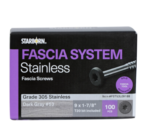100 CT TOPLOC FASCIA SCREW (VISTA DRIFTWOOD  DARK SLATE)