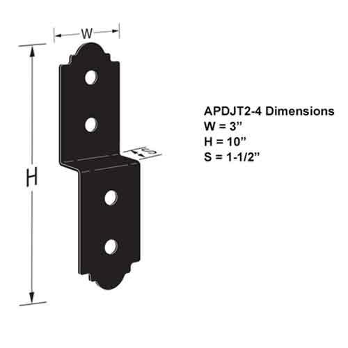 APDJT2-4 Deck Joist Tie  10 in L  3 in W  Steel  ZMAX