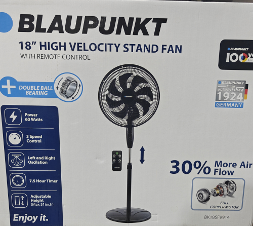 Fan 18" Pedestal w/remote Black