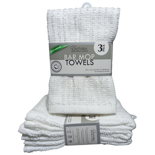 Bar Mop Towels White 3pk