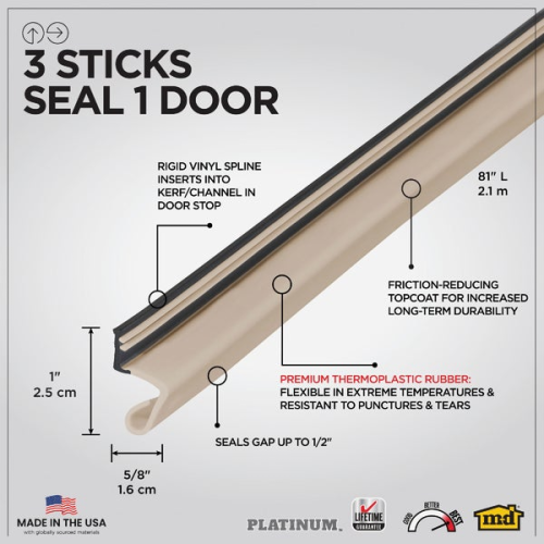 Top & Sides Door Seal 81" Beige