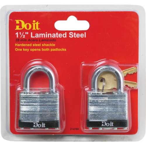 Padlock Laminated 1 1/2" 2pk