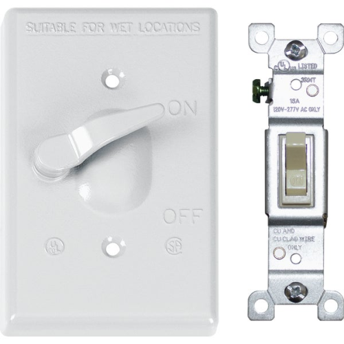 W-Proof Cover W/Switch 15A White
