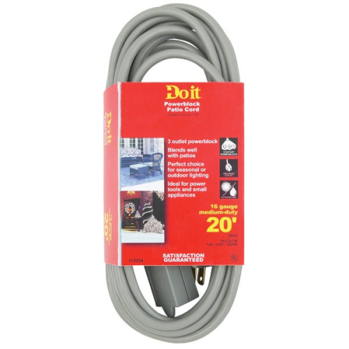 Extension Cord 20' Gray