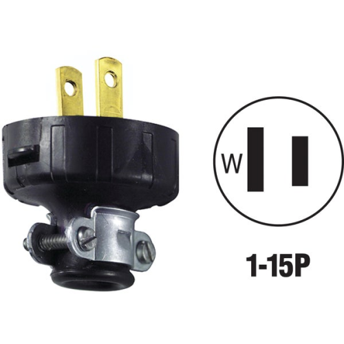 Plug Male 15A/125V w/Clamp Blk